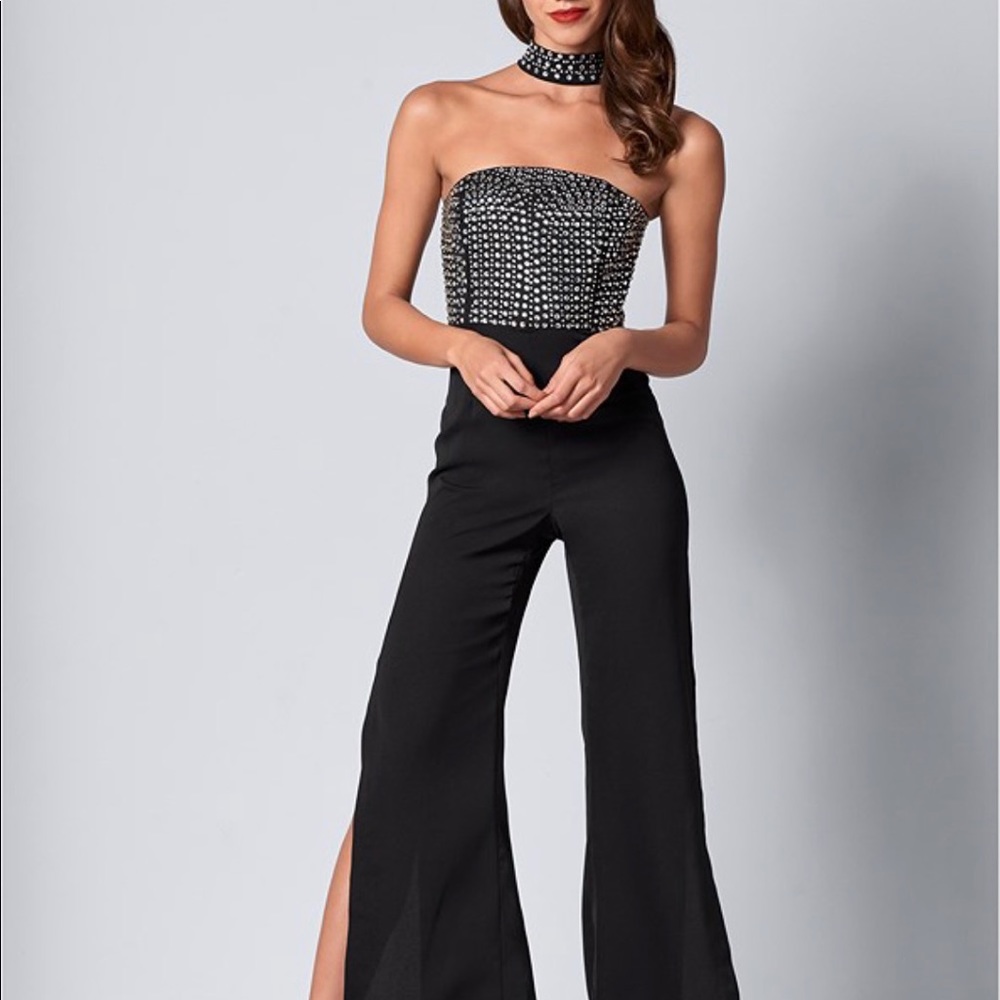 Venus embellished tube-top Jumpsuit.